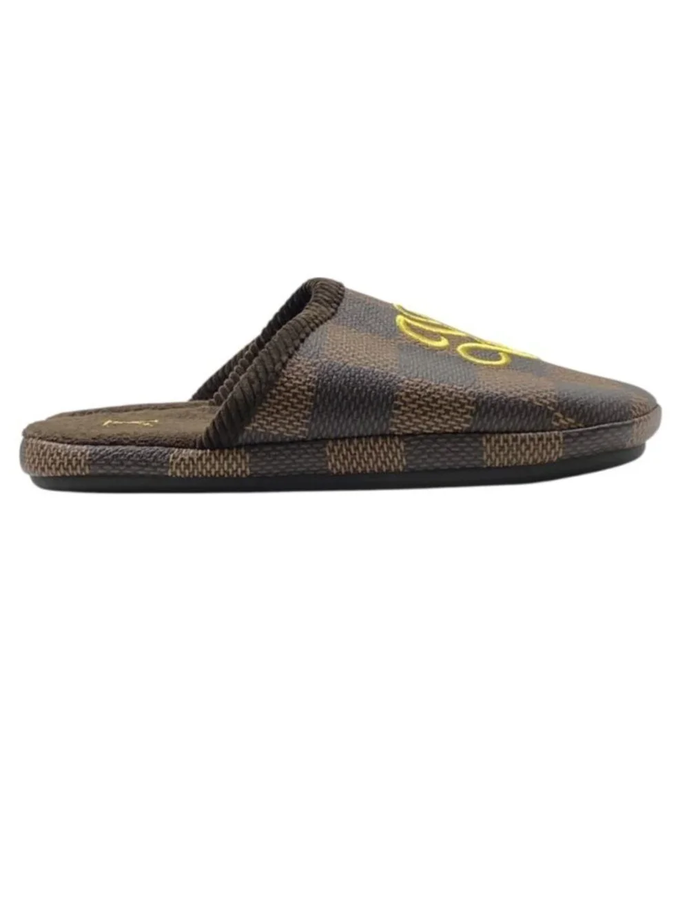 Louis Vuitton Palace Line Slippers Mules Damier Leather Pile Ebene Brown